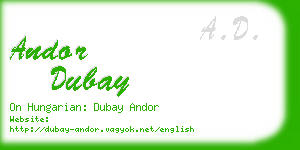 andor dubay business card